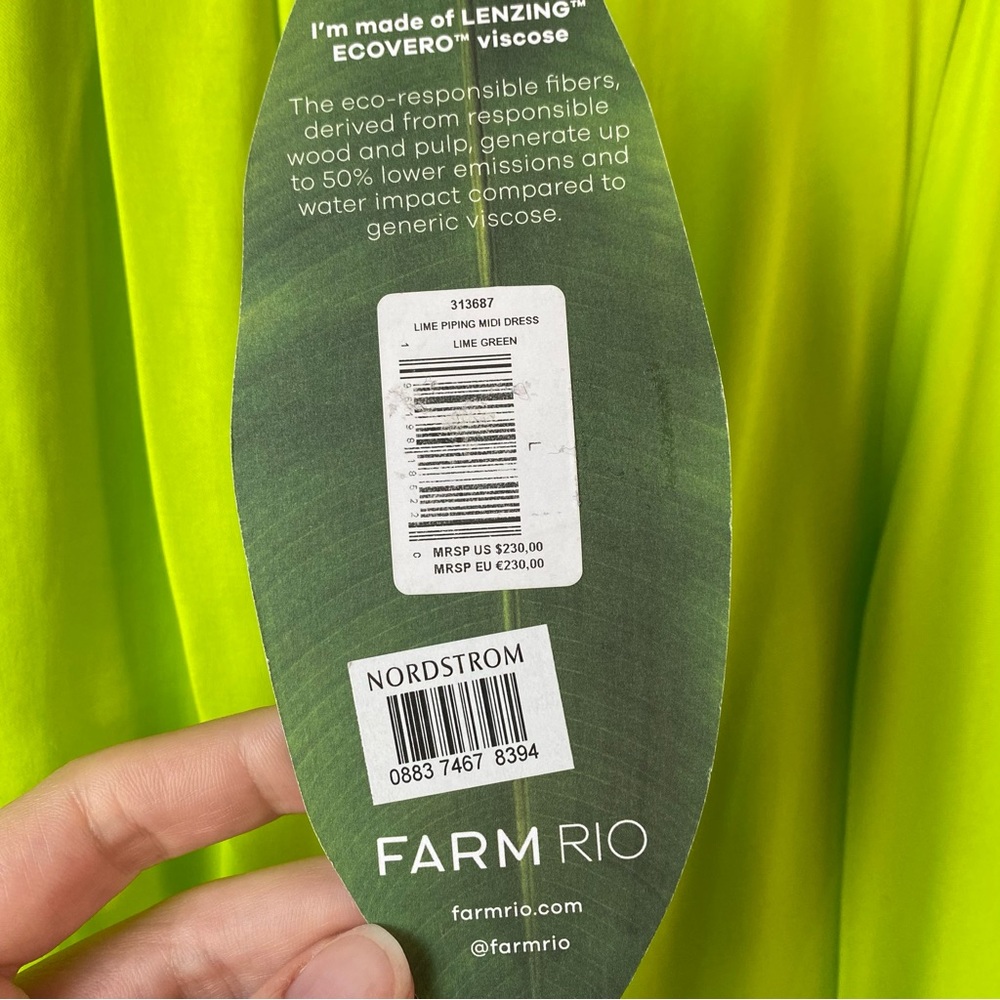 Farm Rio Lime Piping Cut Out Midi Dress L - Picture 5 of 12